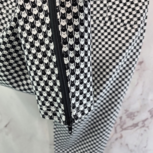 Betabrand Pants Womens Crop Black Skinny Pencil High Rise Catstooth - Picture 10 of 12